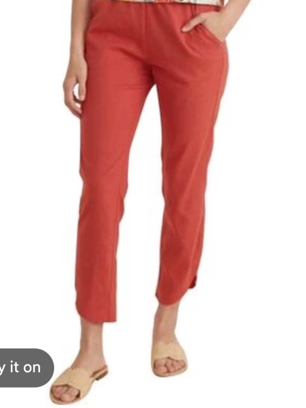 Marine Layer Allison hemp Cropped Straight Pants in Coral Orange